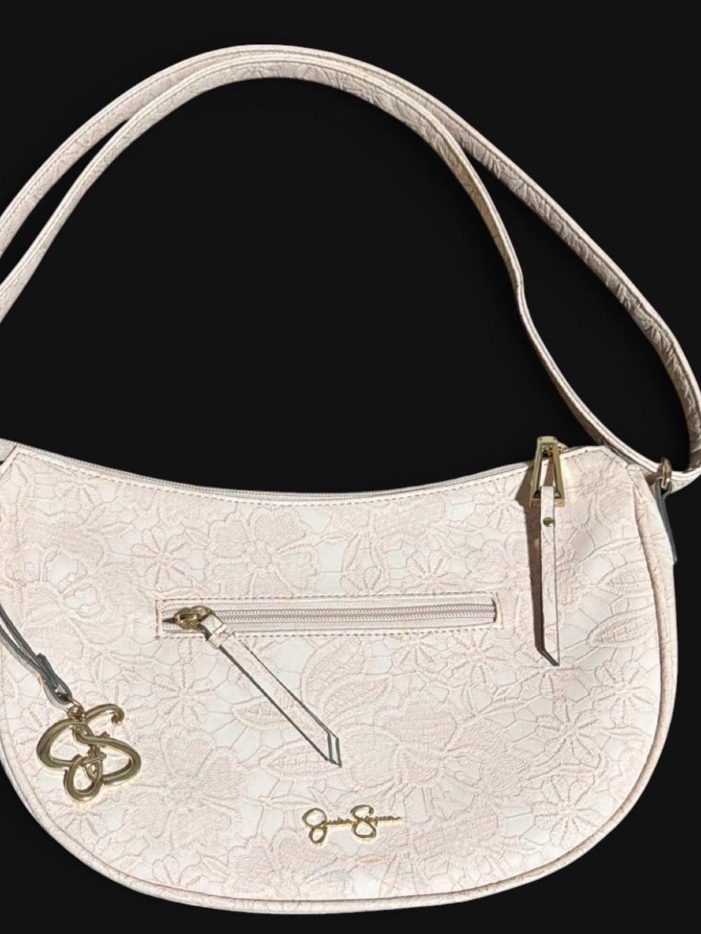 Jessica Simpson Pink Floral Embossed Crossbody Bag